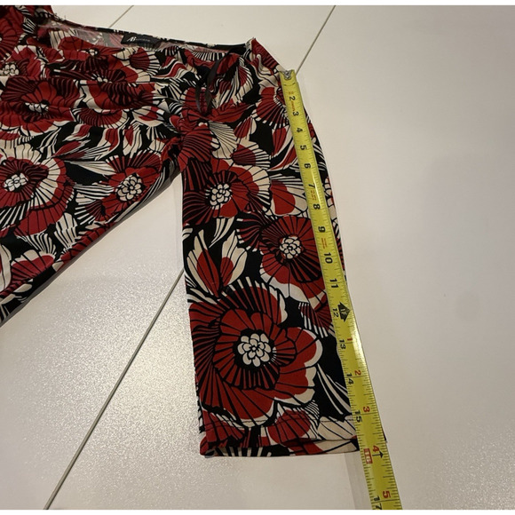 Vtg AB Studios Cowl Neck Top Womens Sz L Stretch Red Floral Y2K Whimsigoth - Picture 9 of 9